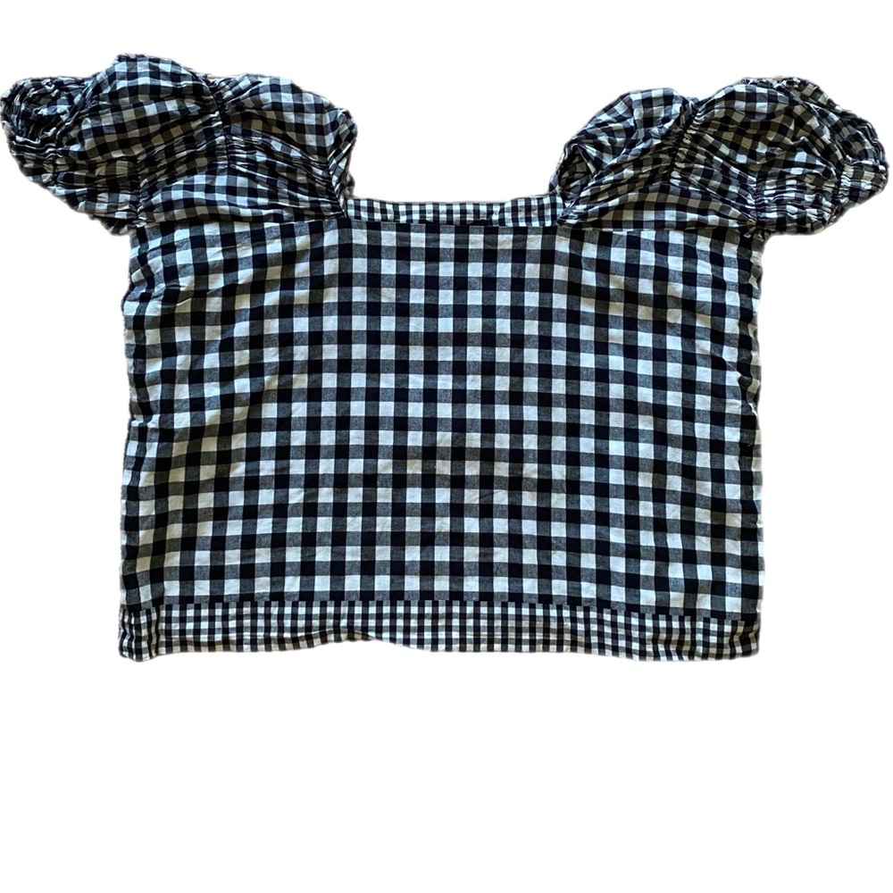 Comme Des Garsons Gingham Puff Sleeve Checkered Crop Top Blouse Small